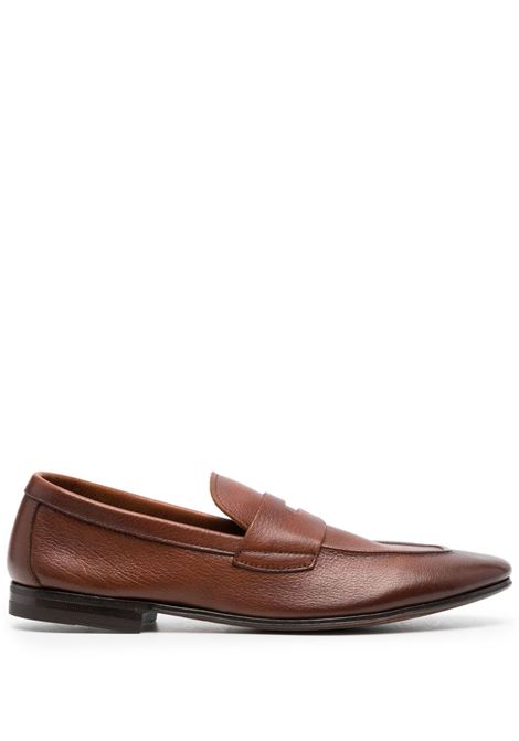 Brown grained leather loafers Henderson baracco - men